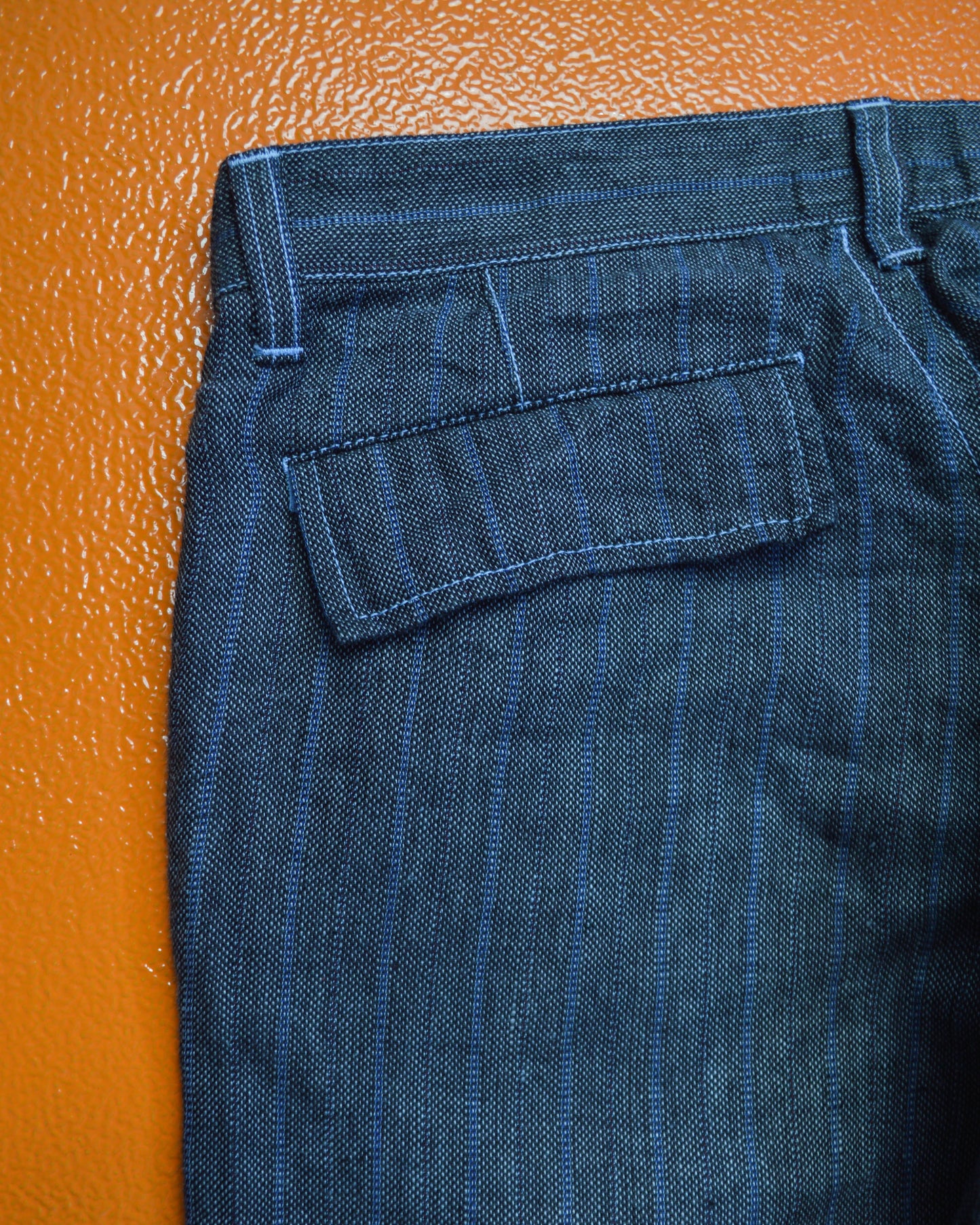 Comme Des Garçons Homme 2005 Linen Grey Blue Striped Jacquard Pants (30~32)