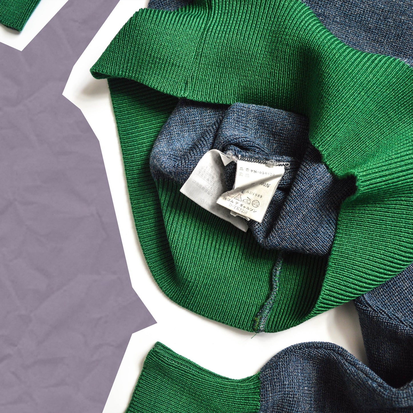 Comme Des Garçons Homme Plus 1989 Contrast Ribbing Mockneck Sweater (~M~)