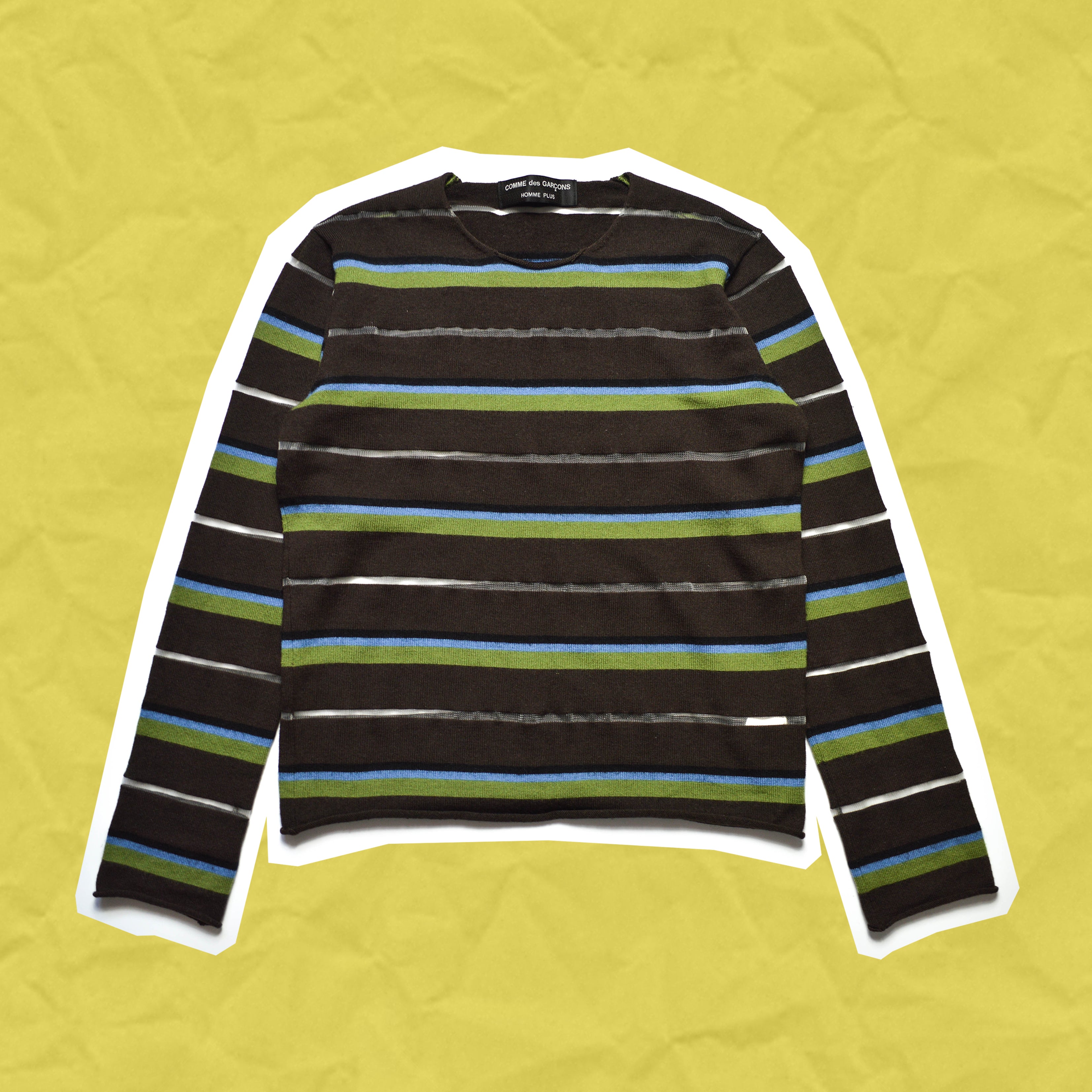 2004 Striped Transparent Panelled brown sweater (~S~)