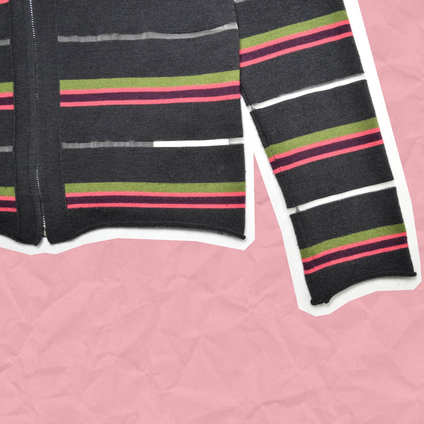 Comme Des Garçons Homme Plus 2004 Striped Transparent Panelled Slate Grey Cardigan (~M~)