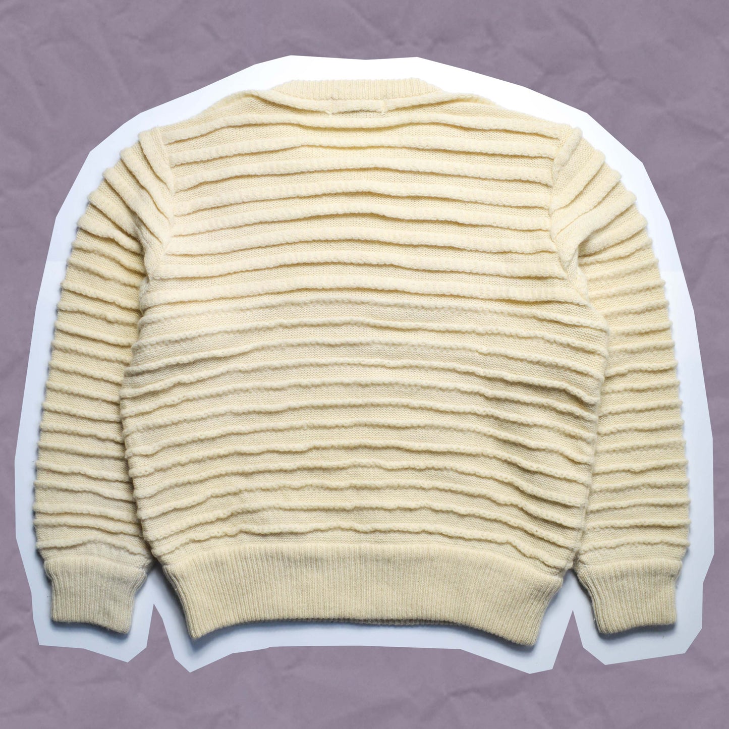 Issey Miyake 80s 3-D Gradual Striped Cream Tonal Knit Jumper (~S~)
