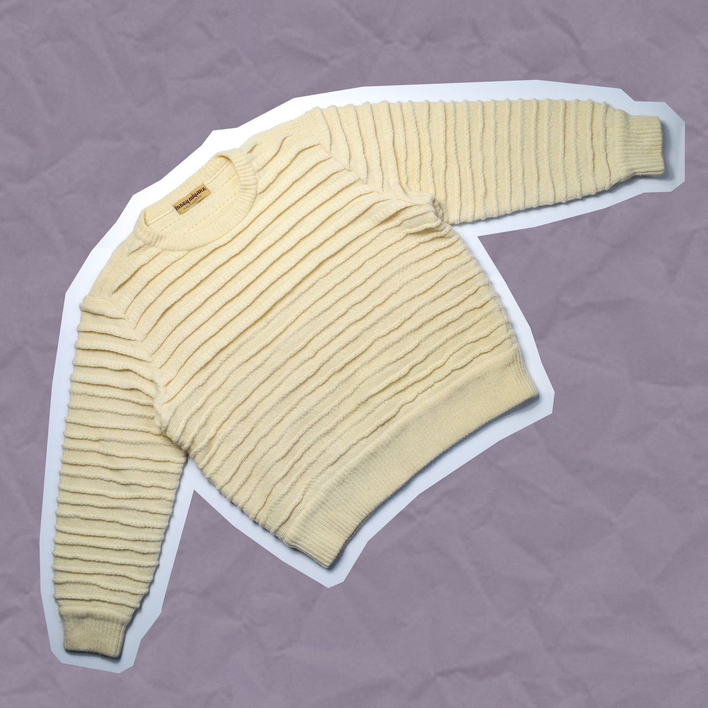 Issey Miyake 80s 3-D Gradual Striped Cream Tonal Knit Jumper (~S~)