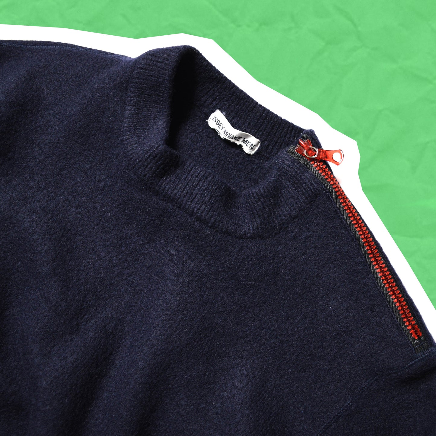 Issey Miyake Men A/W00 Shoulder Zip Navy Sweater