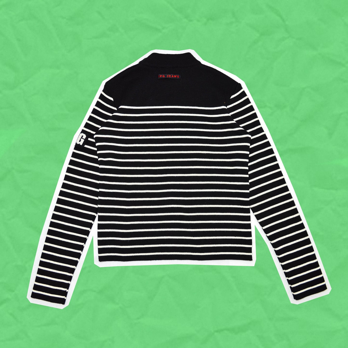 Jean Paul Gaultier Asymmetrical Block Patch Sleeve Logo Knit (~14~)