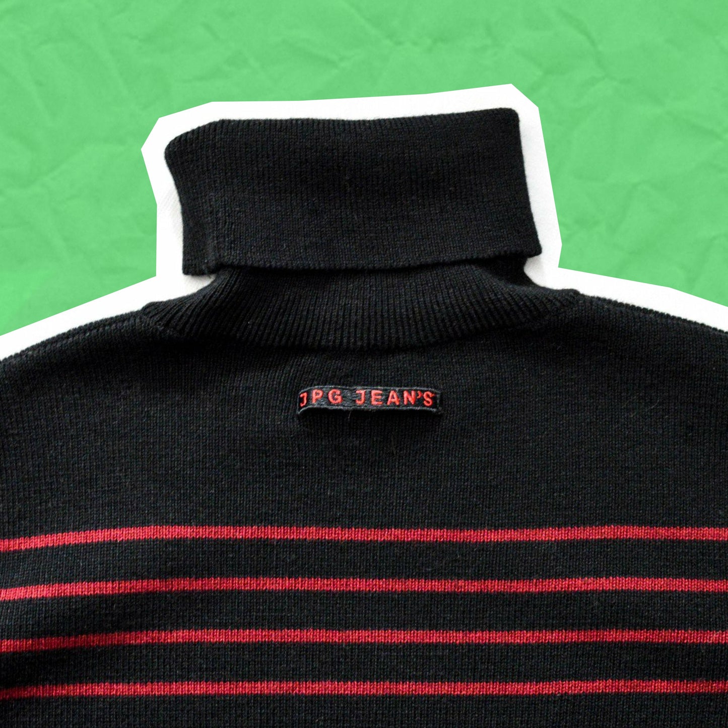 Jean Paul Gaultier Jeans Asymmetrical Block Patch Sleeve Logo Knit (~14~)