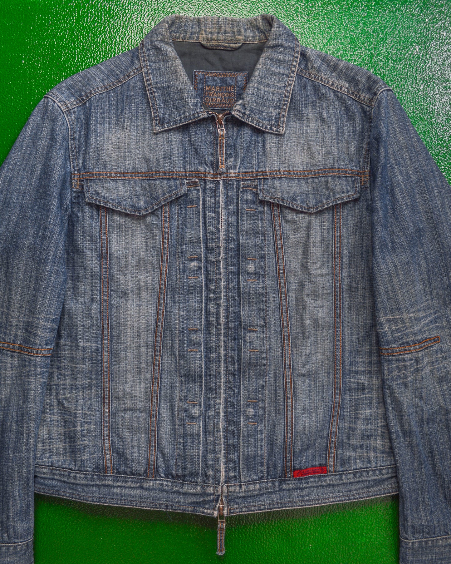 Marithe Francois Girbaud Butterfly Striped Denim Jacket (~M~)