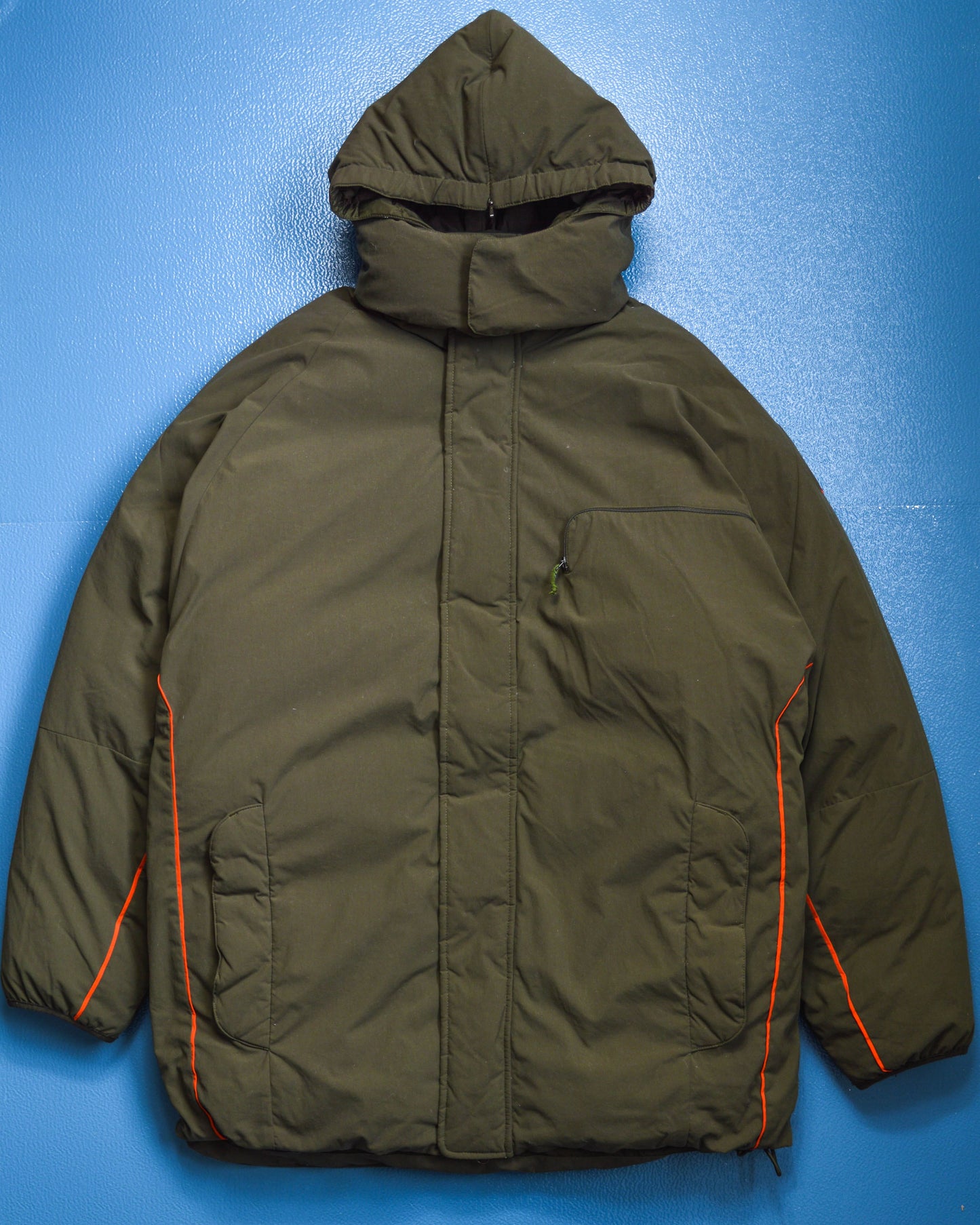 Nike Olive Military Style Minimal Down Split Hood Parka Jacket (XL)