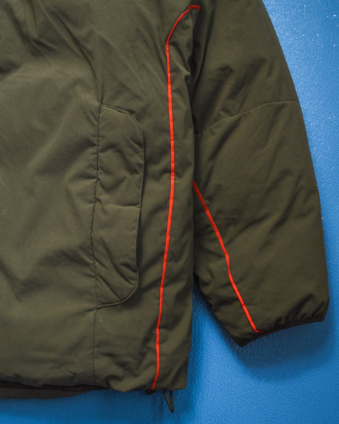 Nike Olive Military Style Minimal Down Split Hood Parka Jacket (XL)