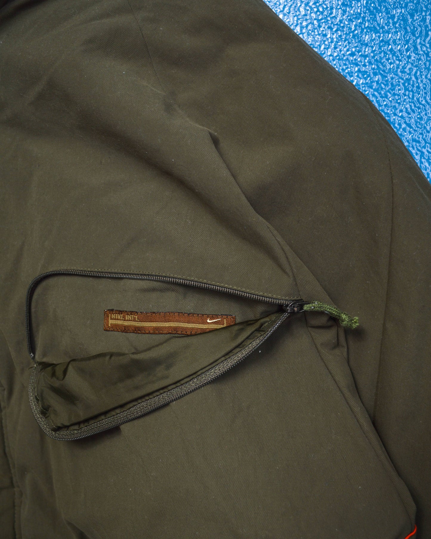 Nike Olive Military Style Minimal Down Split Hood Parka Jacket (XL)