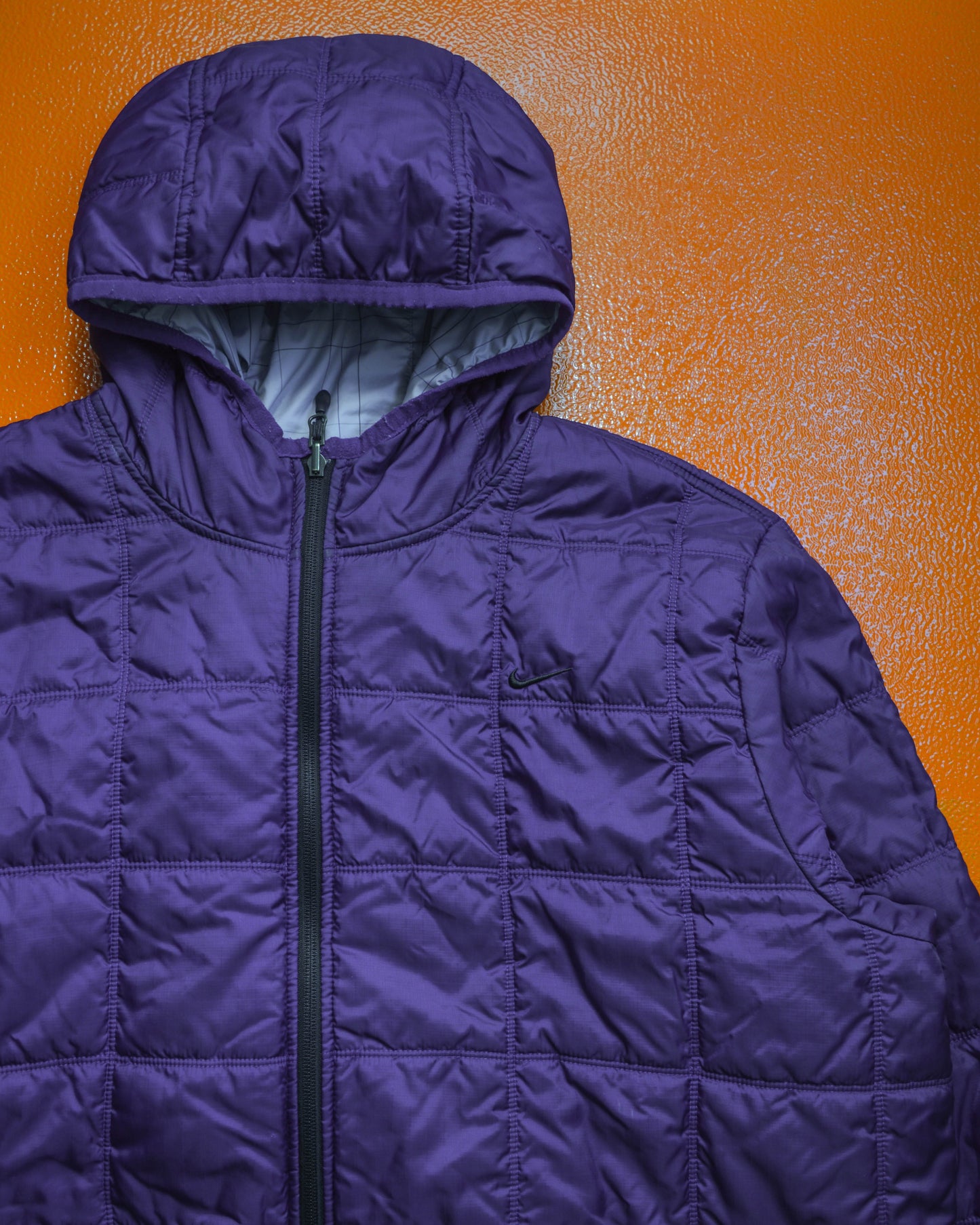 Nike Square Quilted Grid Reversible Grey Purple Jacket (XXL)