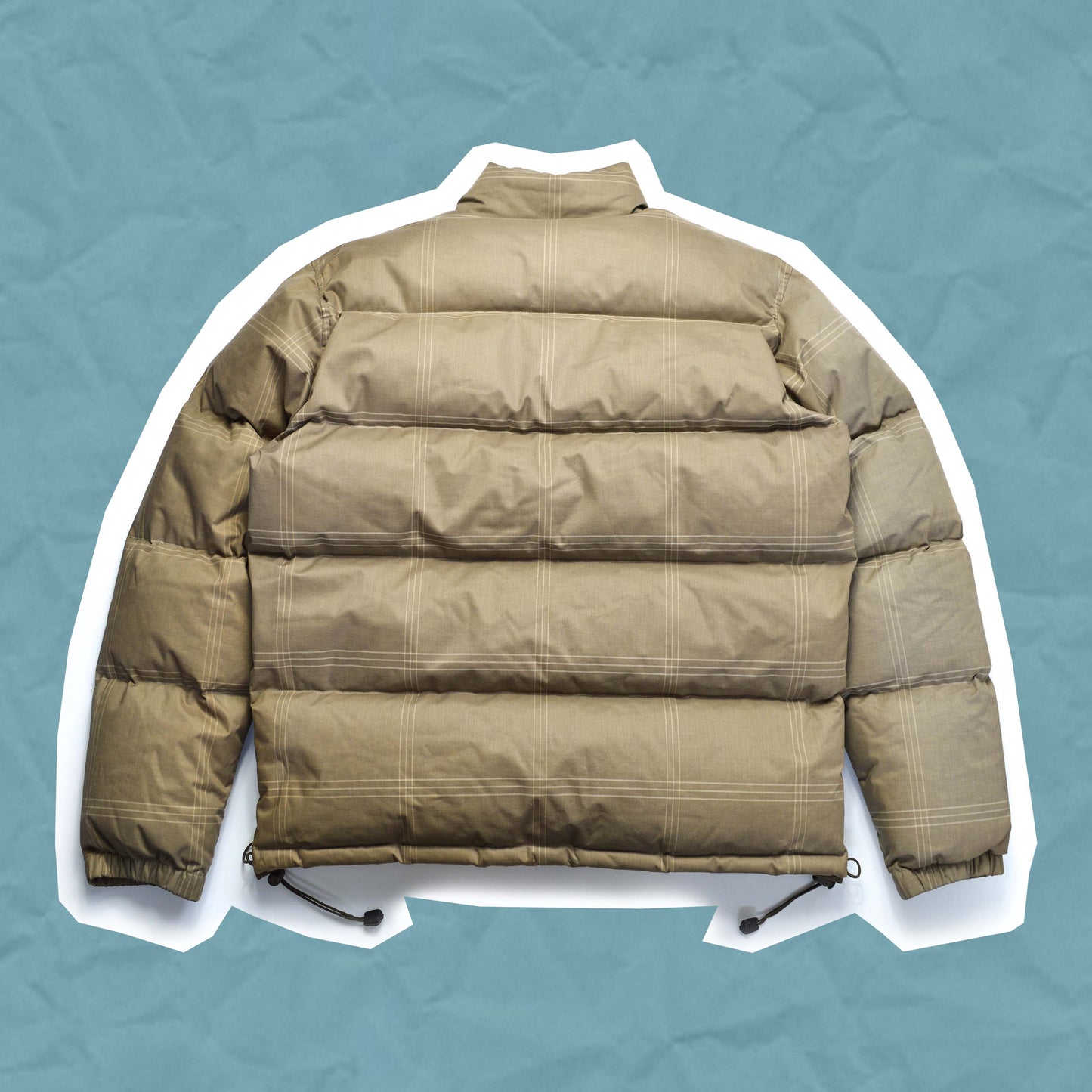 Stussy Beige Micro Plaid Puffer Jacket (M)