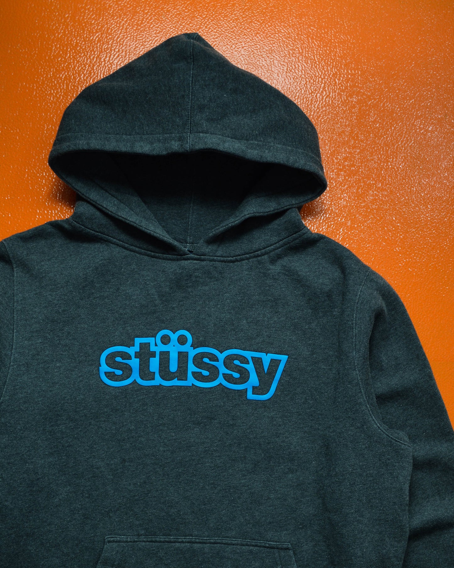 Stussy Dark Grey / Blue Bubble Logo Pullover Hoody (M&L)