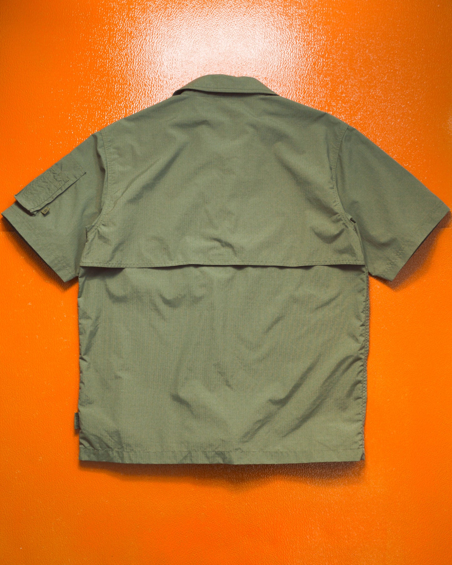 Stussy Olive Surplus Ripstop Zip Up Shirt (L)