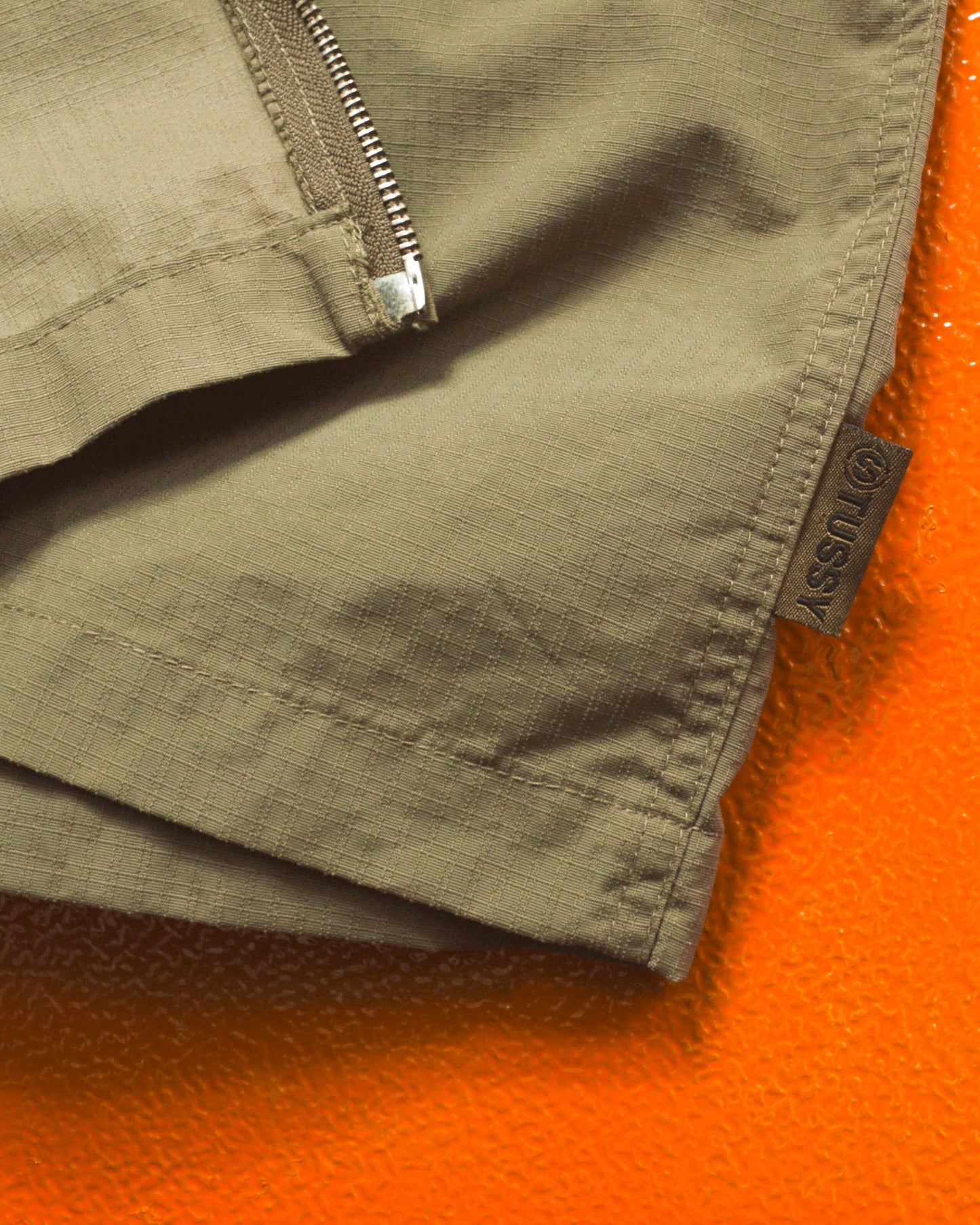 Stussy Olive Surplus Ripstop Zip Up Shirt (L)