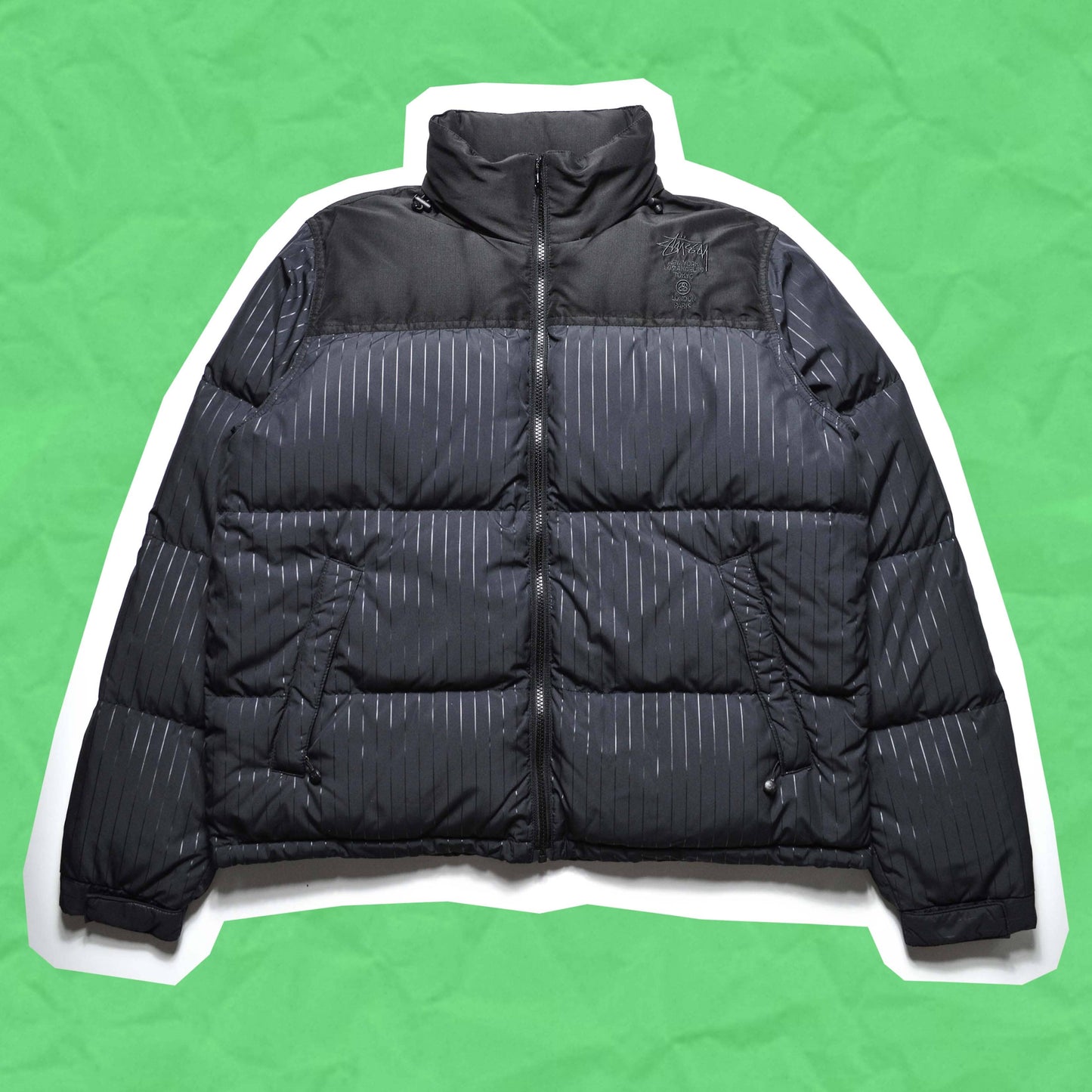 Stussy Pinstriped Two Tone Puffer Jacket (M)