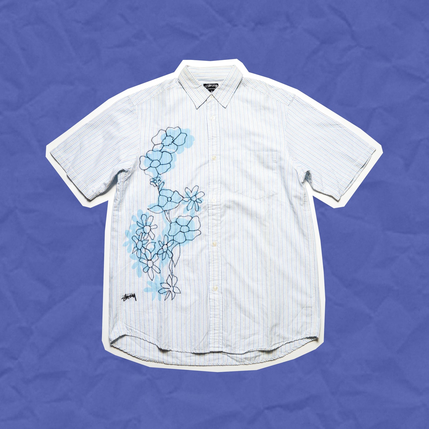 Stussy Striped Flowers Shirt (~L~)