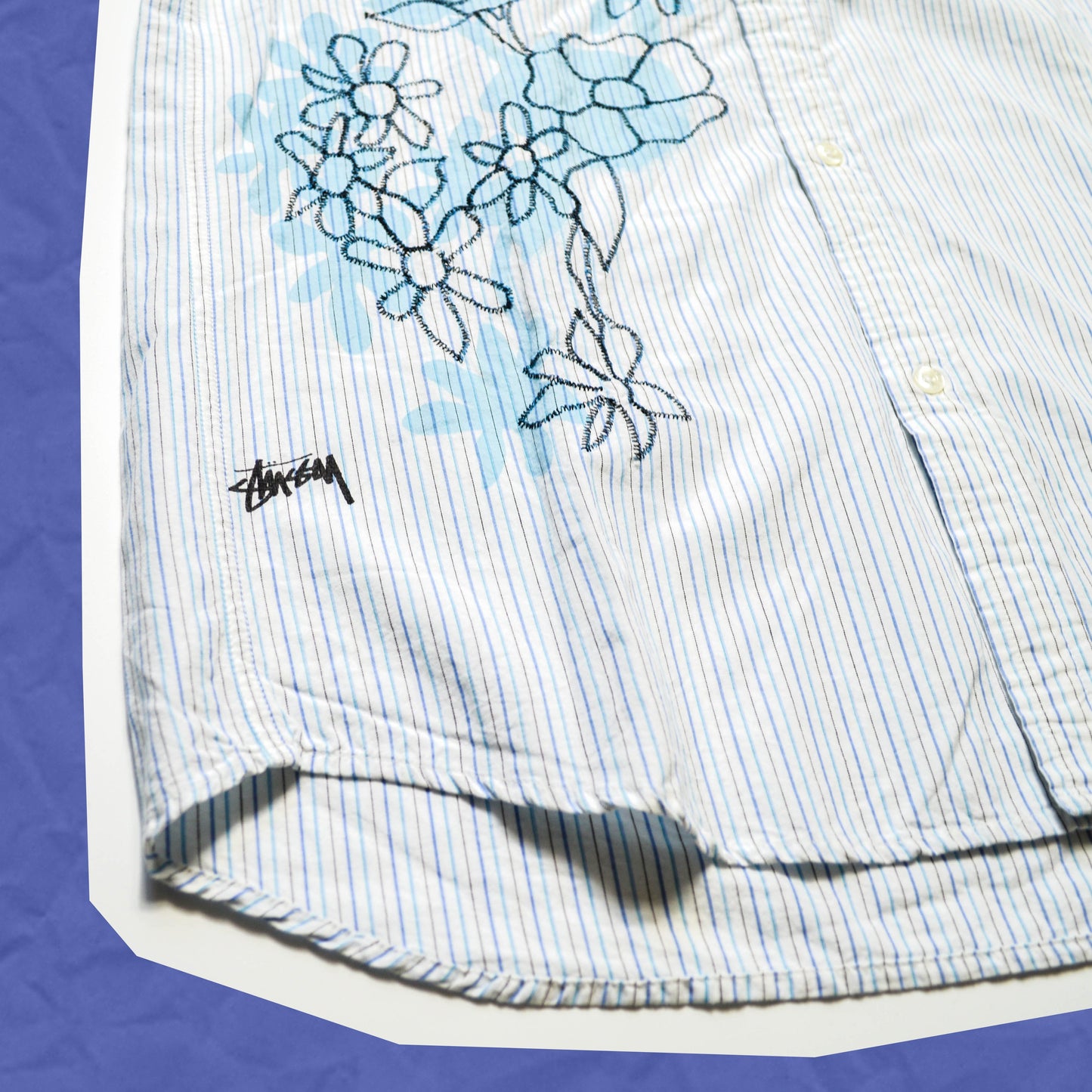 Stussy Striped Flowers Shirt (~L~)