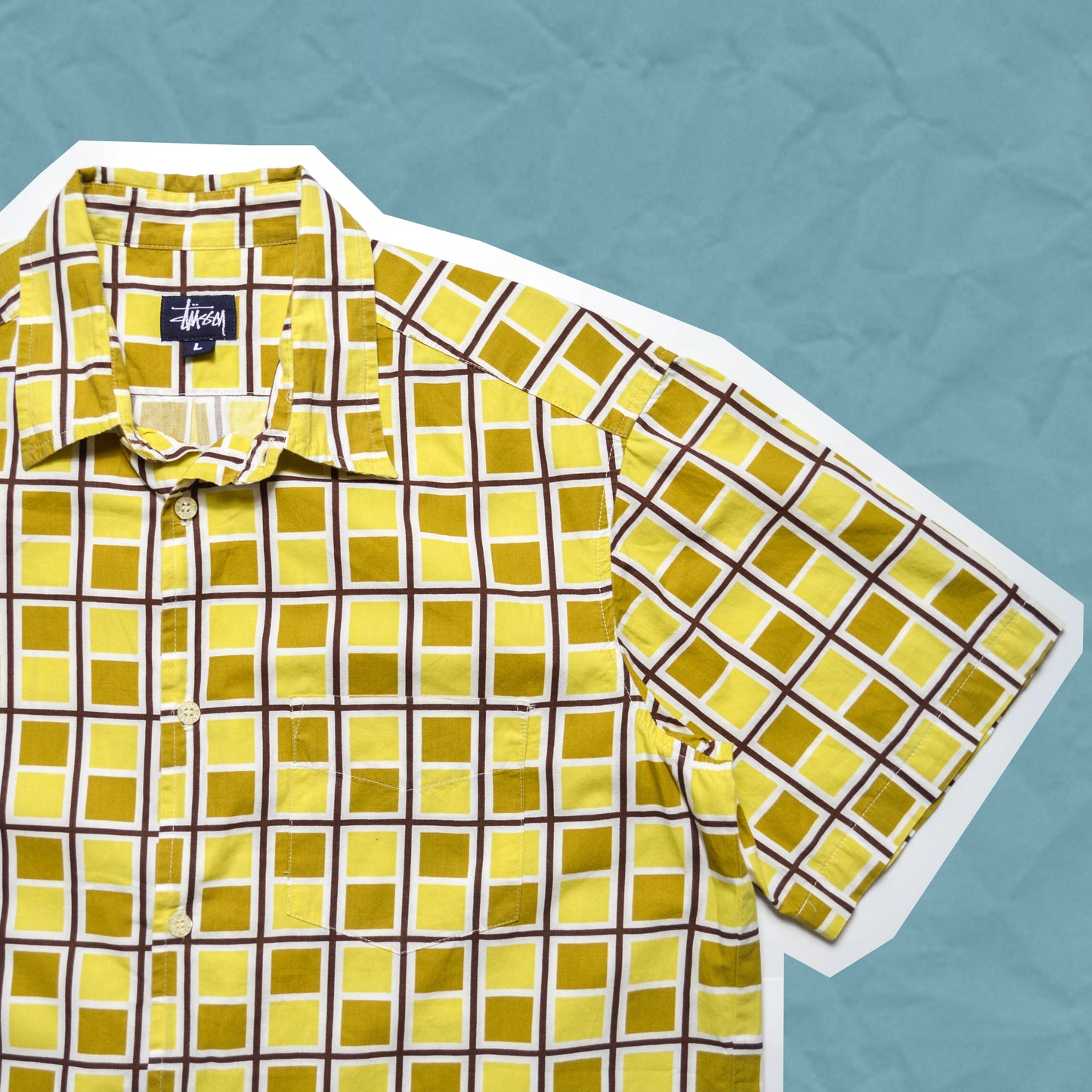 Stussy Tonal Squares Yellow Shirt (L)