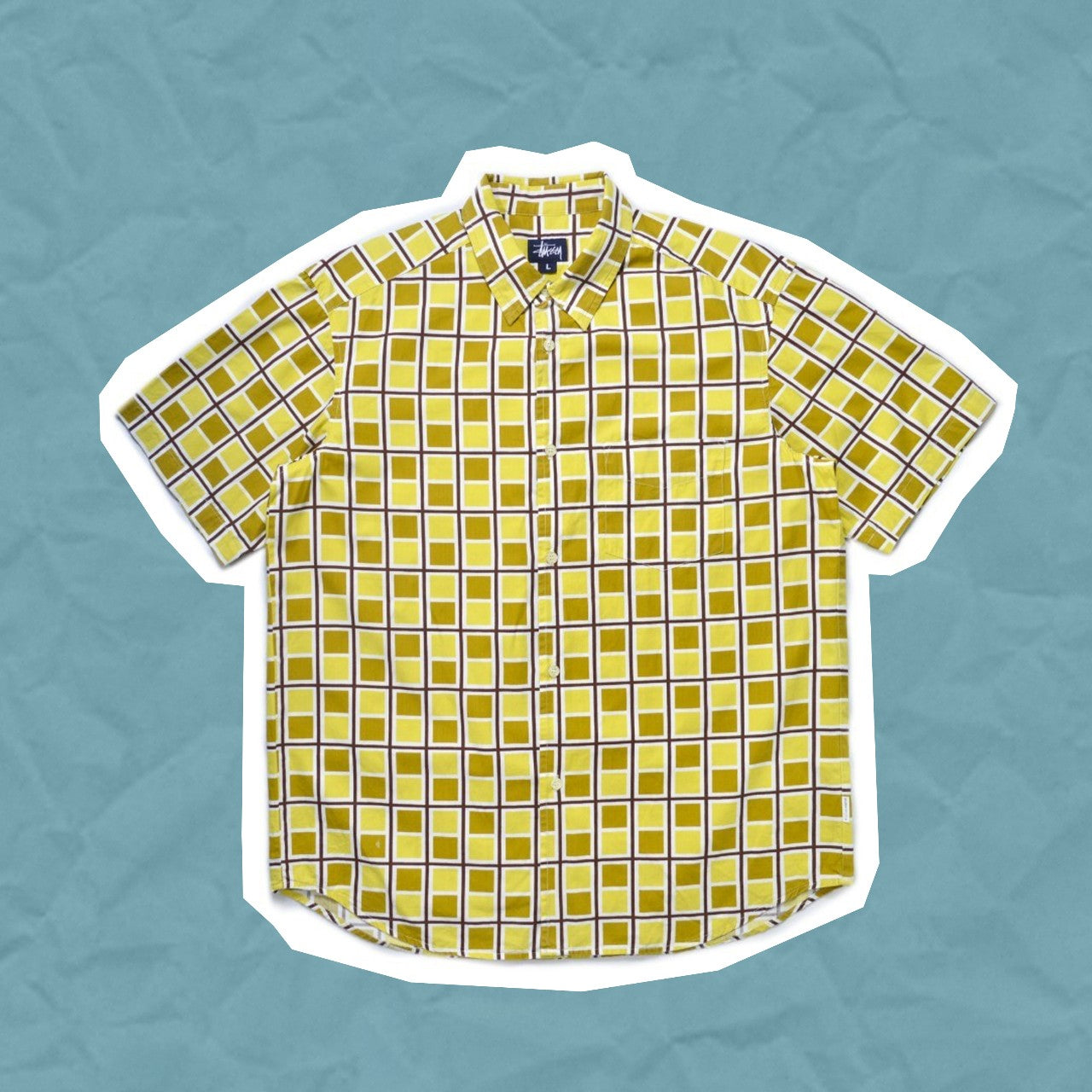 Stussy Tonal Squares Yellow Shirt (L)