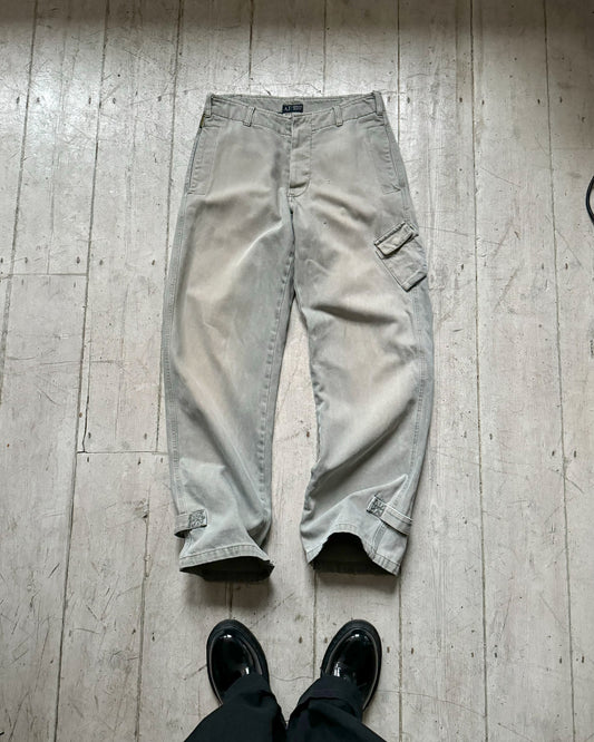 2000s Natural Dyeing Sand Tone Asymmetrical Cargo Denim /Jeans (30~32)