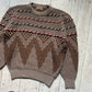 Late 70s / 80s Brown Candy Cane Style Ribbing / Zig Zag Pattern Jumper (~M~)