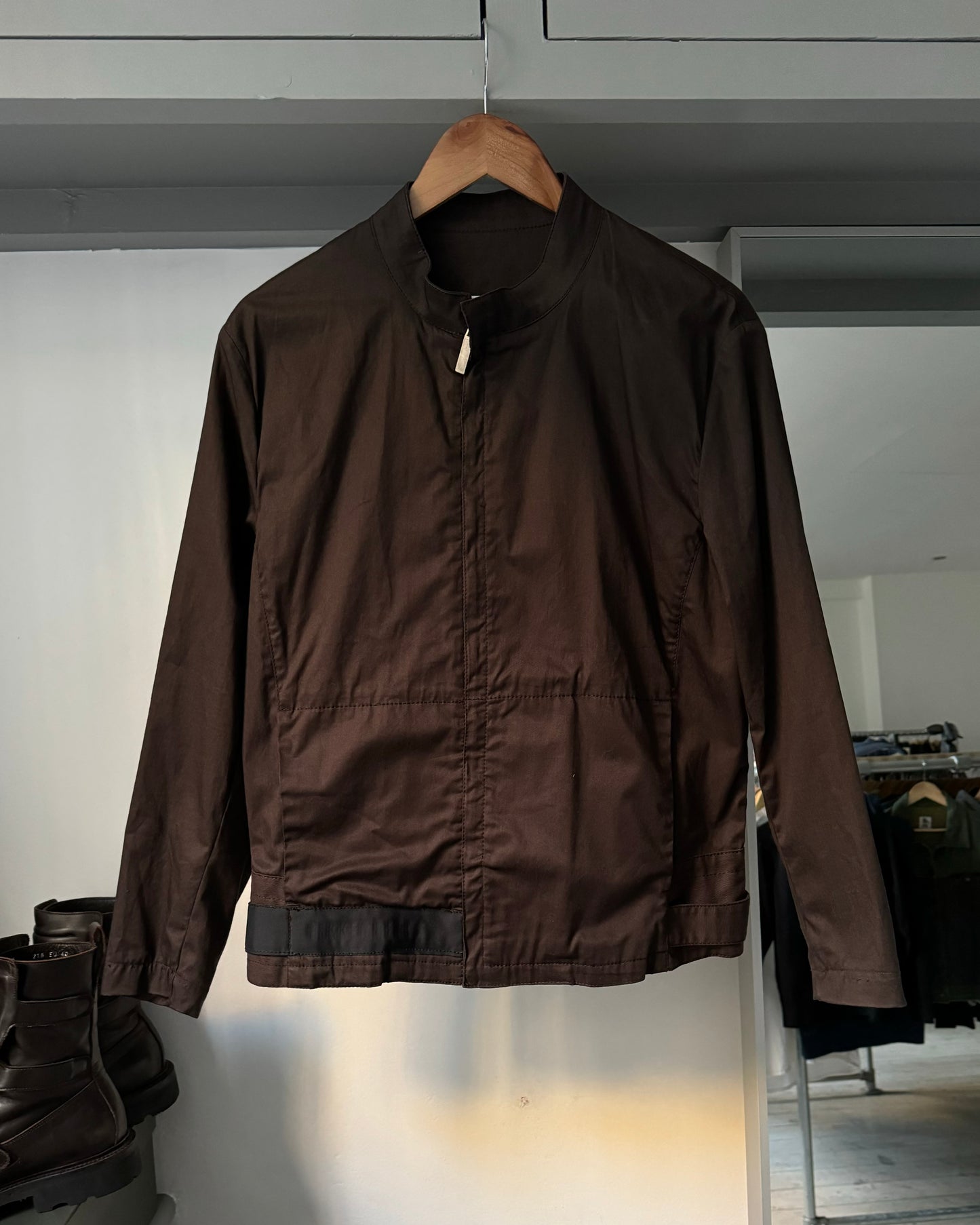 Early 2000s Brown Asymmetrical Waist Panel Zip Up Jacket (~M~)