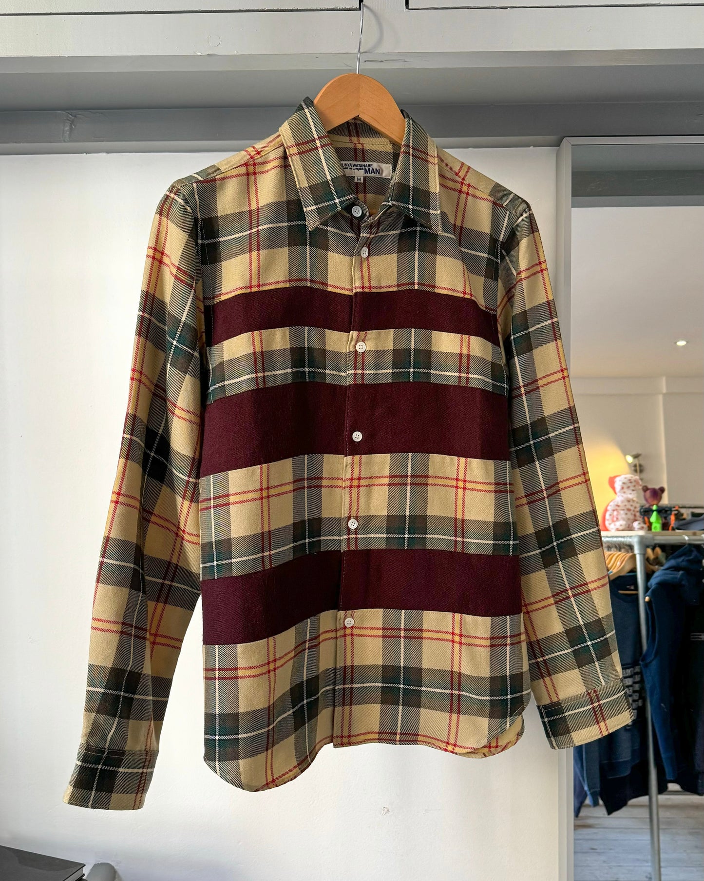 2002 Plaid Burgundy Wool Panel Shirt  (~M~)