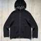 2000s Black Zip Up Waffle Knit Hoody (~XL~)