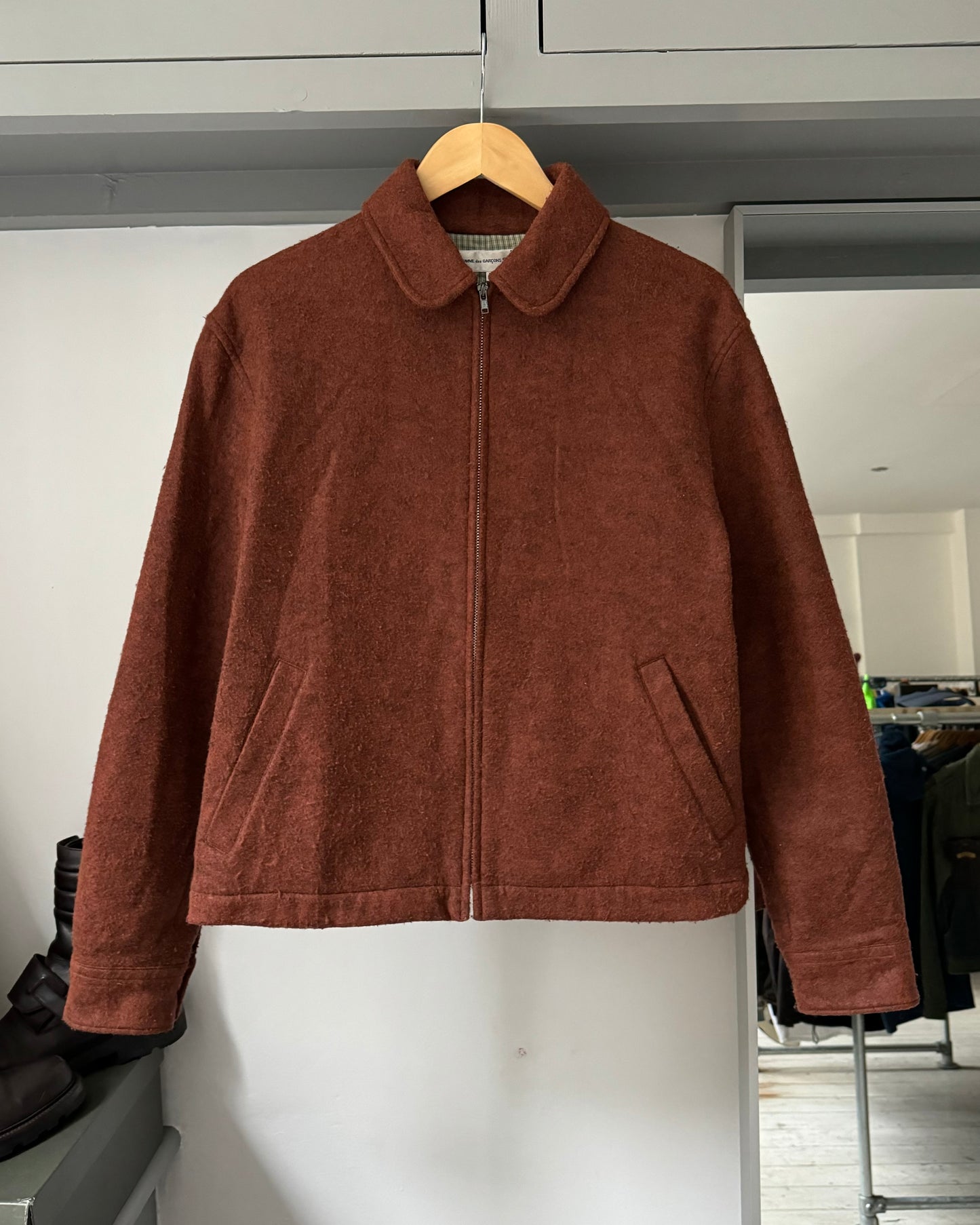 90s Washed Red Textured Work Jacket (M)