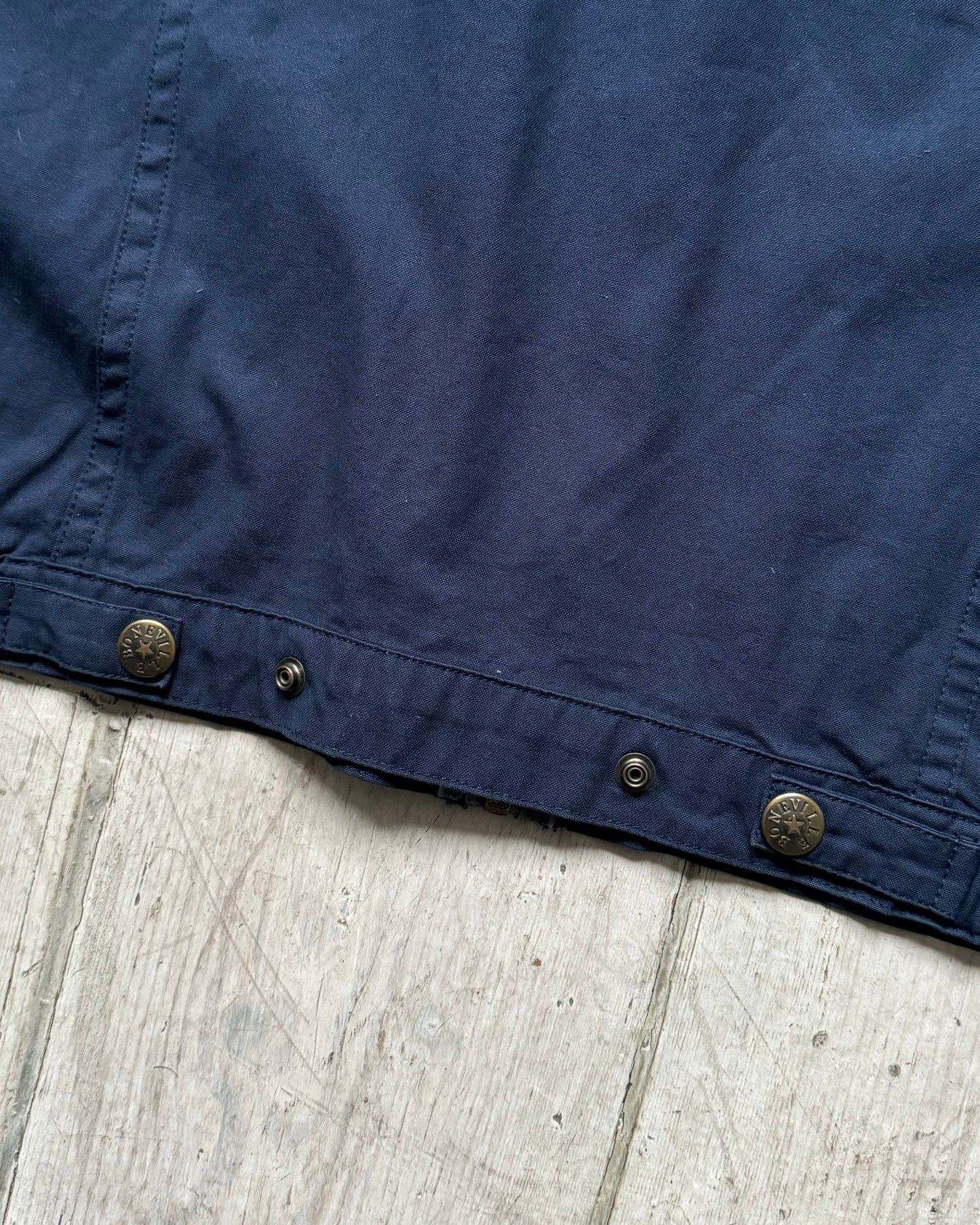 80s Pleated Front Boxy Navy Work Jacket (~L~)