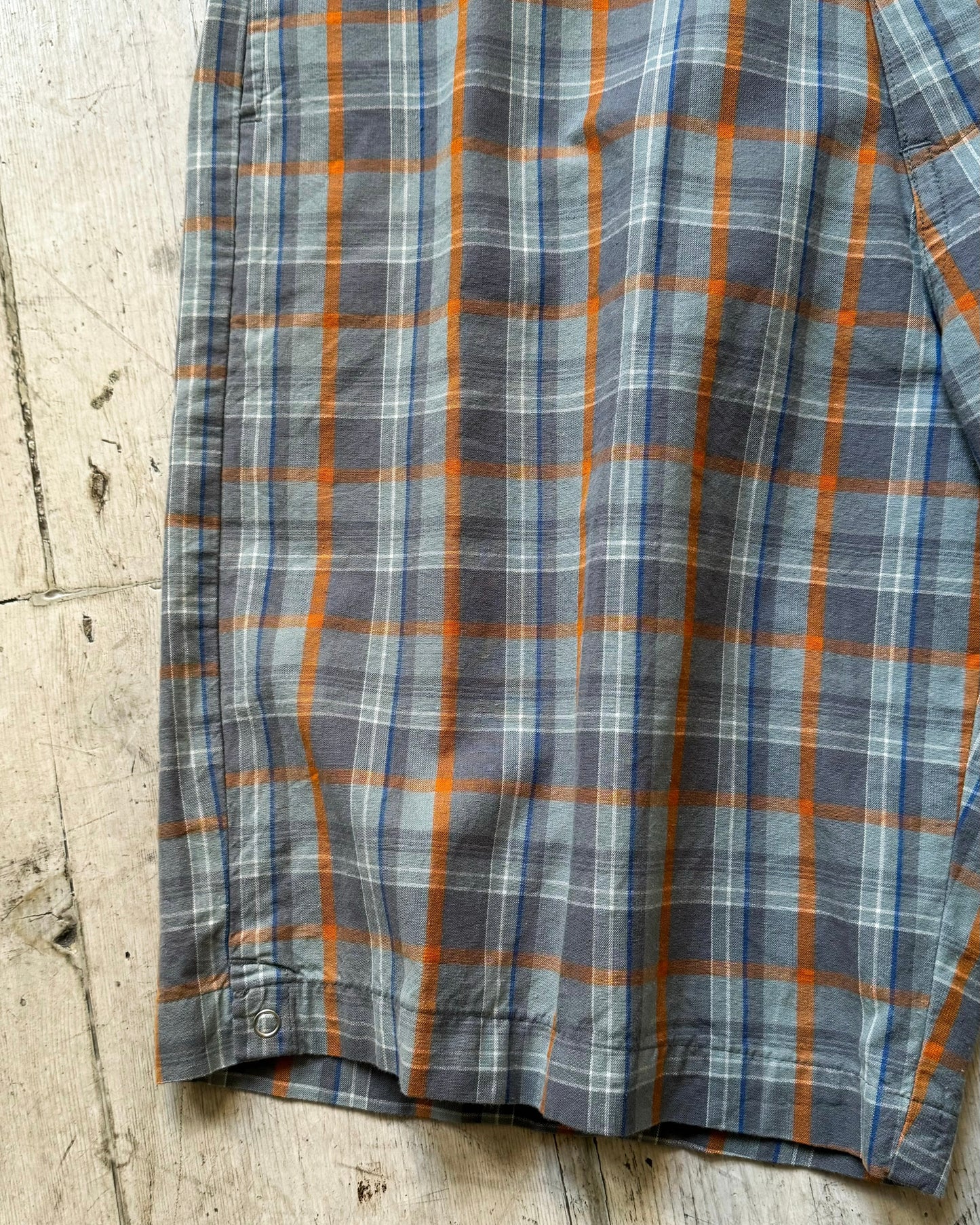 Grey Orange Blue Plaid Shorts (32)