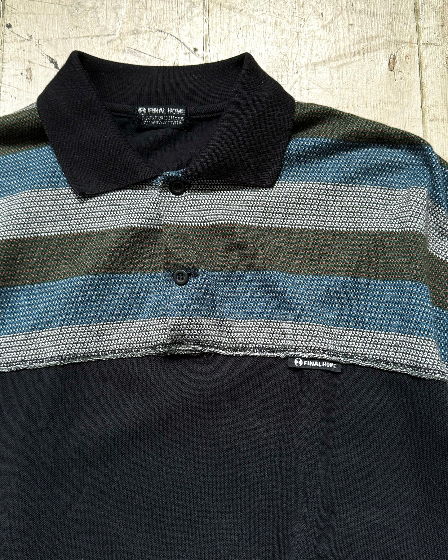 2006 Woven Panel Striped Polo Shirt / Top (S~M)