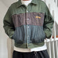 Green Brown Blue Panelled Trucker Jacket (~M~)