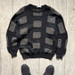 80s Grey Patch Pattern Knit Jumper  (L~XL)