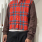 90s Red Plaid Contrast Body Wool Over Shirt  (S~M)