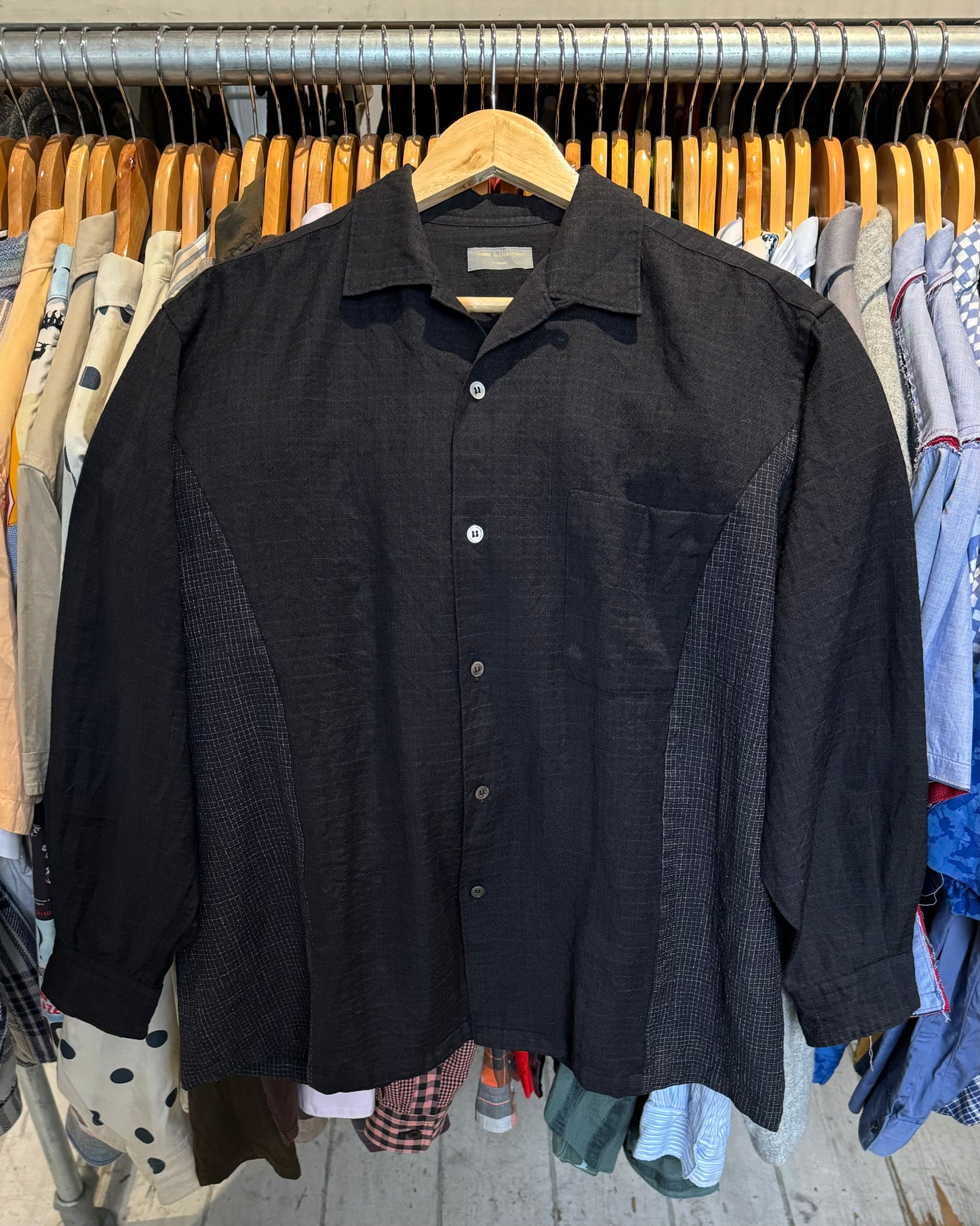 1997 Dual Micro Check Curved Panel  Shirt  (~M~)