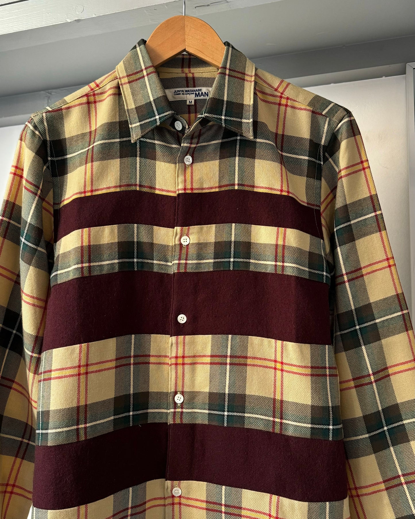 2002 Plaid Burgundy Wool Panel Shirt  (~M~)