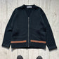 2001 Heavy Weight Orange Stripe Navy Zip Up Knit Cardigan  (M~L)