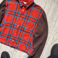 90s Red Plaid Contrast Body Wool Over Shirt  (S~M)