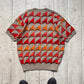 Spring 1993 Rolled 3-D Panel Kite Pattern Beige Orange Knit Sweater / Jumper (~L~)