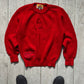 80s Maillaparty Red Submariner Style Henley Collar Knit Jumper  (S~M)