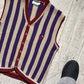 90s Beige Purple Burgundy Vertical Striped Knit Vest (~M~)