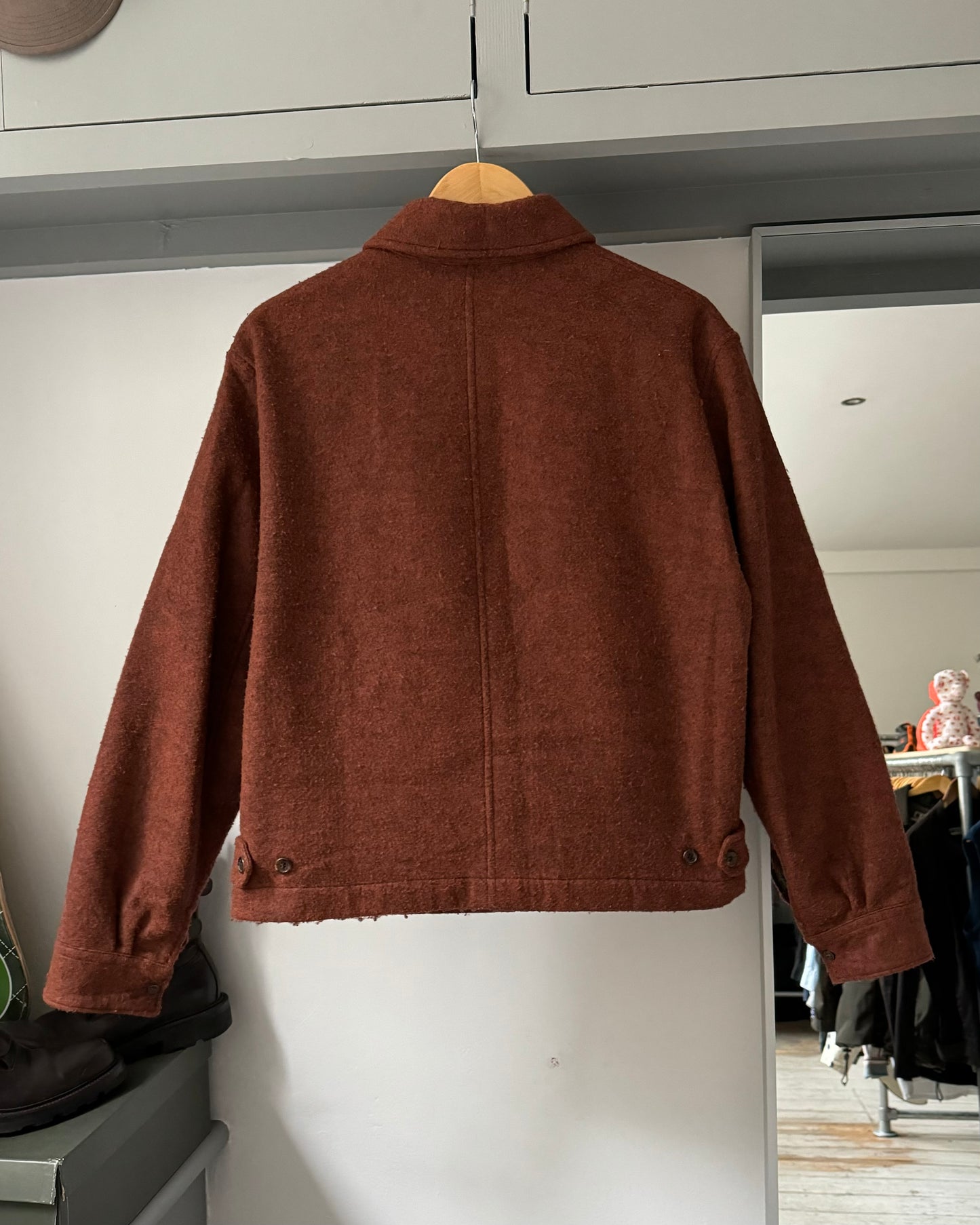 90s Washed Red Textured Work Jacket (M)