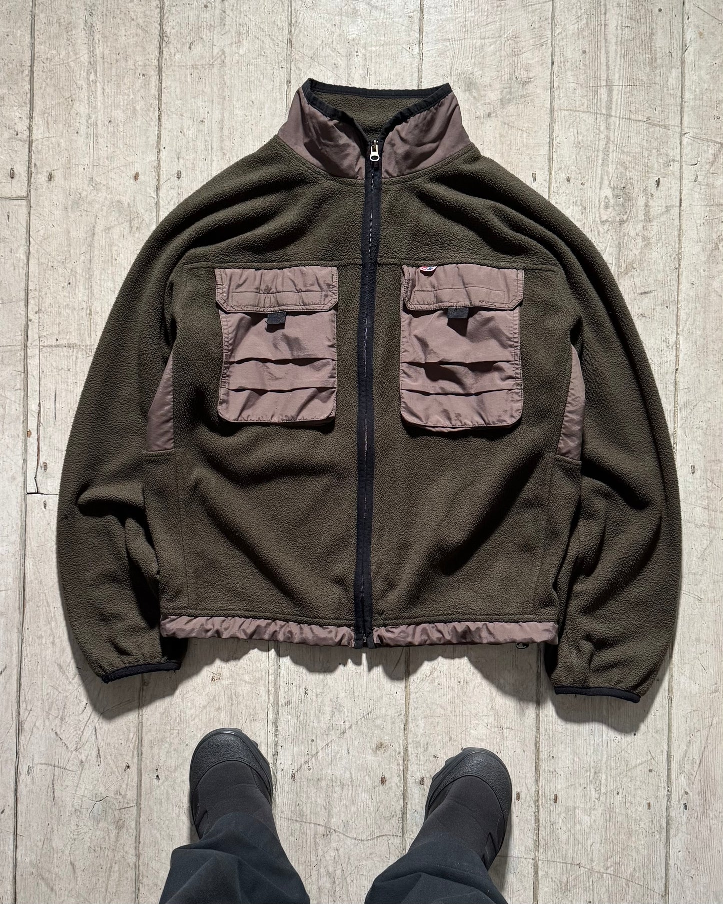 Nylon Cargo Panelled Olive Brown Fleece (~L~)