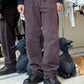 2000s Burgundy / Wine Red Tonal Jacquard Striped Pants  (34~37)