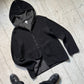 2000s Black Zip Up Waffle Knit Hoody (~XL~)