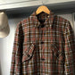 2004 Crinkled Brown Red Black Plaid Work Jacket (S~M)