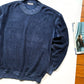 Late 80s Cotton Terry Fleece Gusseted Tonal Embroidered Sleeve Logo Navy Jumper (L)