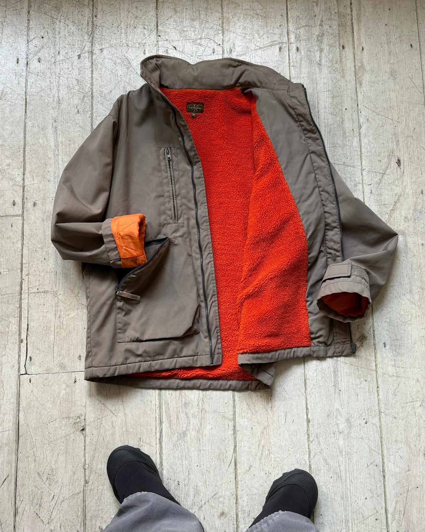 Tan Multi-pocket Fleece Lined Cargo Jacket (~L~)