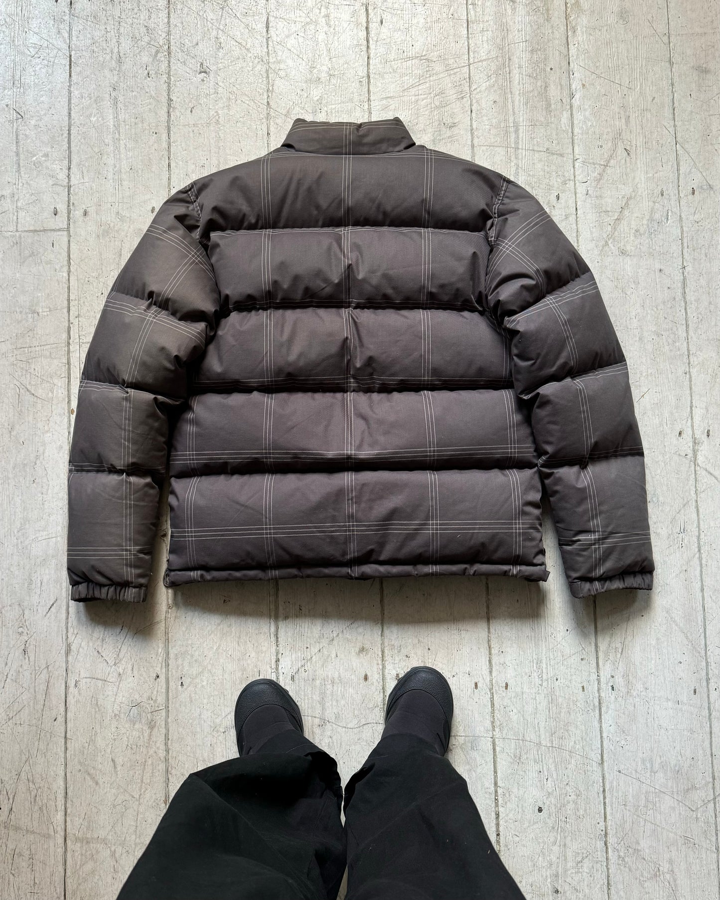 Grey Brown / Mocha Micro Plaid Puffer Jacket (M & L)